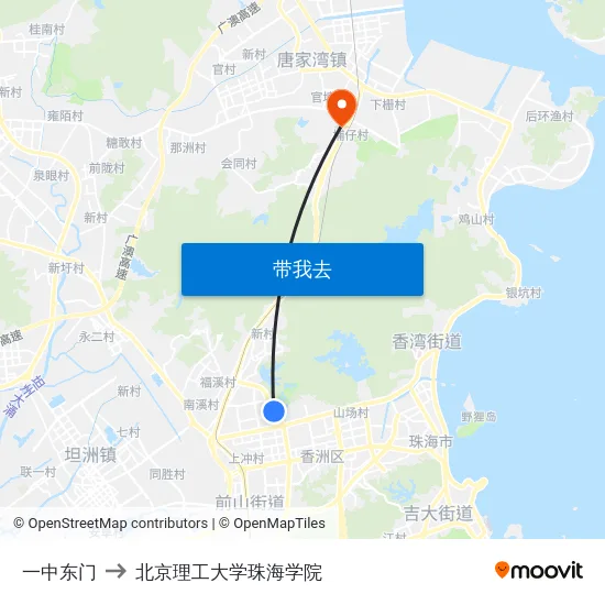 一中东门 to 北京理工大学珠海学院 map