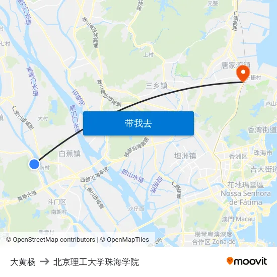 大黄杨 to 北京理工大学珠海学院 map