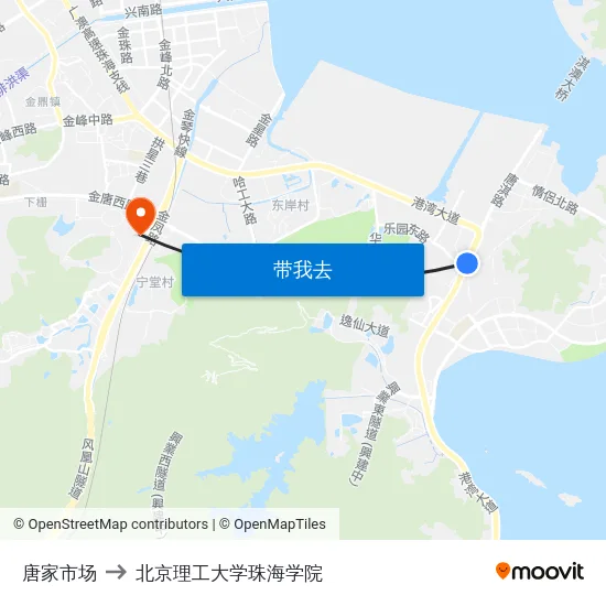 唐家市场 to 北京理工大学珠海学院 map
