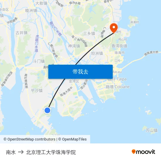 南水 to 北京理工大学珠海学院 map