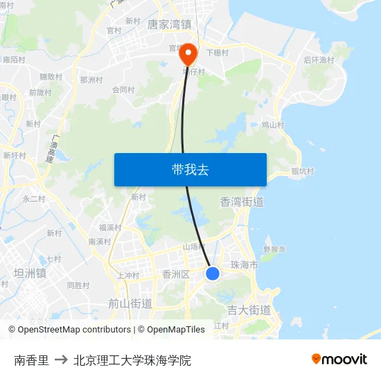 南香里 to 北京理工大学珠海学院 map