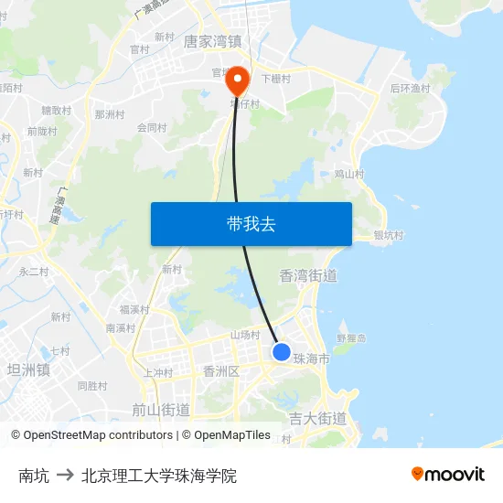 南坑 to 北京理工大学珠海学院 map