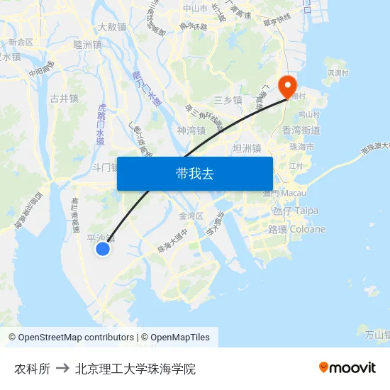 农科所 to 北京理工大学珠海学院 map