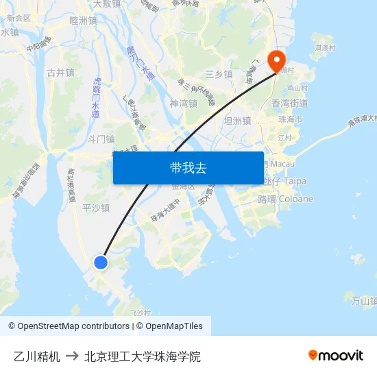 乙川精机 to 北京理工大学珠海学院 map