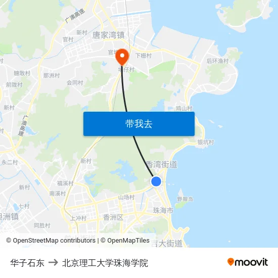 华子石东 to 北京理工大学珠海学院 map