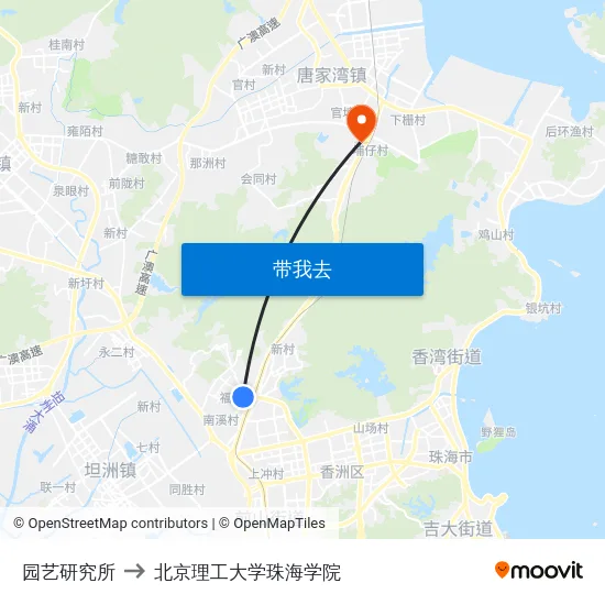园艺研究所 to 北京理工大学珠海学院 map