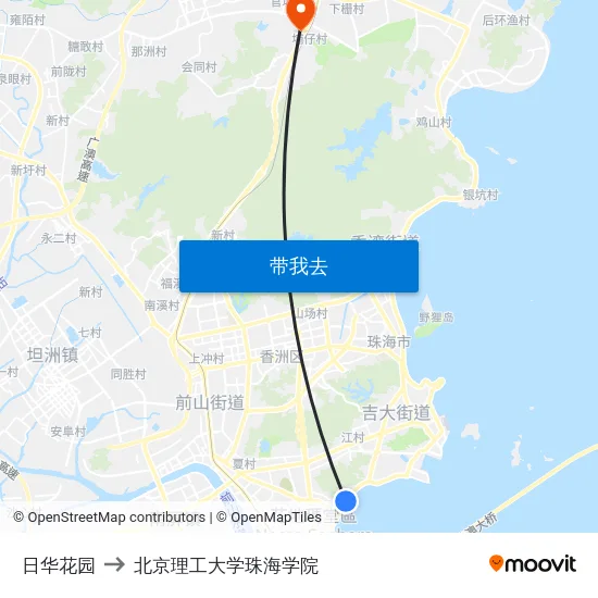 日华花园 to 北京理工大学珠海学院 map