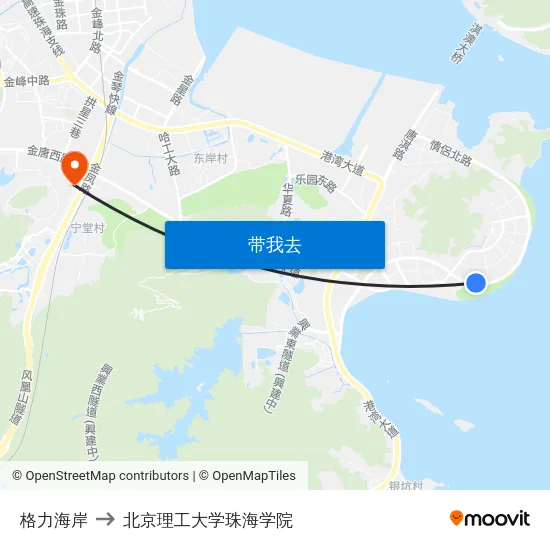 格力海岸 to 北京理工大学珠海学院 map