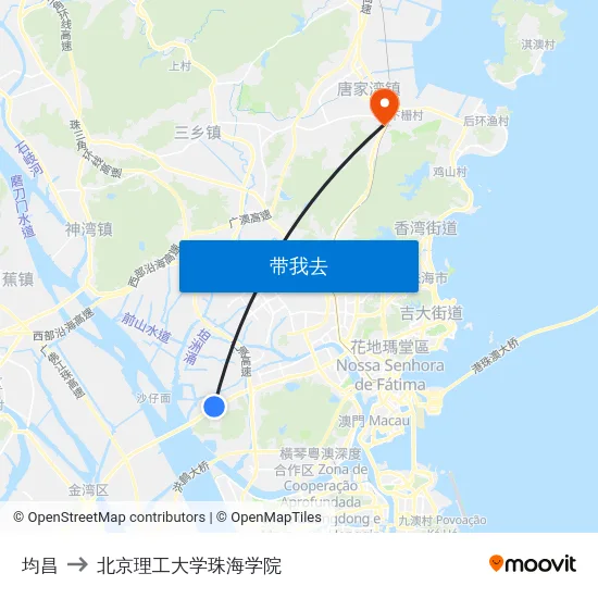 均昌 to 北京理工大学珠海学院 map