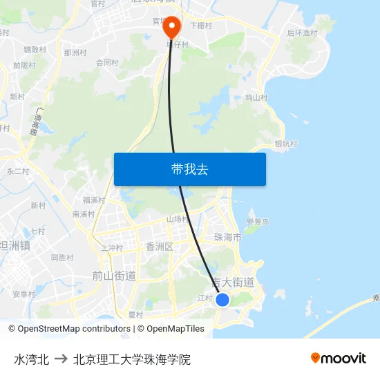 水湾北 to 北京理工大学珠海学院 map