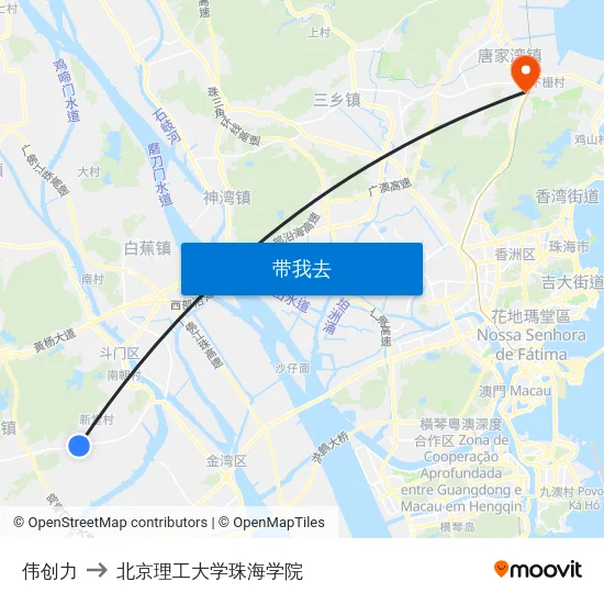 伟创力 to 北京理工大学珠海学院 map