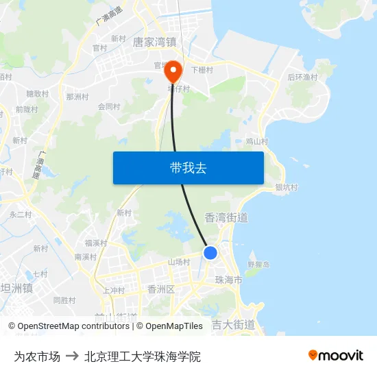 为农市场 to 北京理工大学珠海学院 map