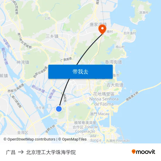 广昌 to 北京理工大学珠海学院 map
