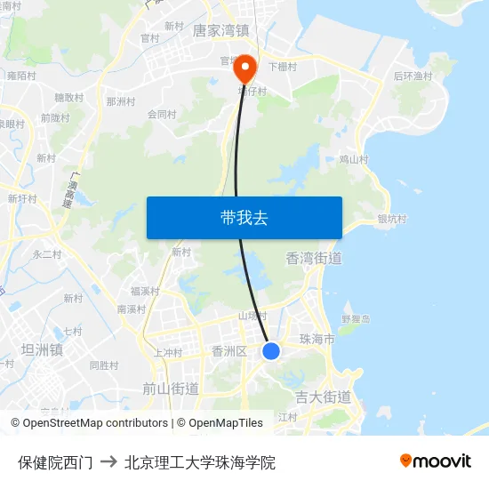保健院西门 to 北京理工大学珠海学院 map