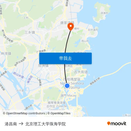 港昌南 to 北京理工大学珠海学院 map