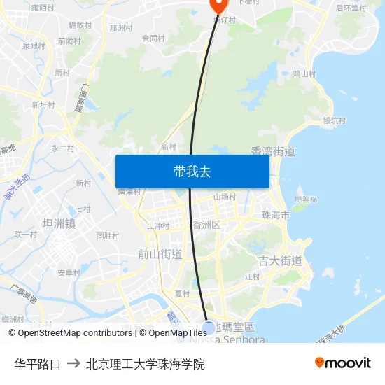 华平路口 to 北京理工大学珠海学院 map