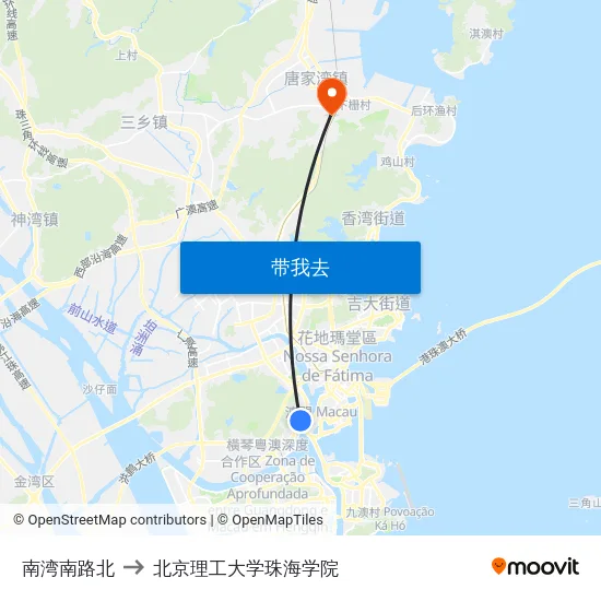 南湾南路北 to 北京理工大学珠海学院 map