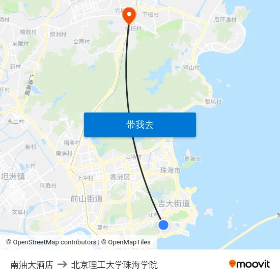 南油大酒店 to 北京理工大学珠海学院 map