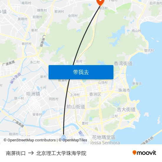 南屏街口 to 北京理工大学珠海学院 map