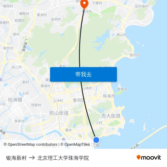 银海新村 to 北京理工大学珠海学院 map