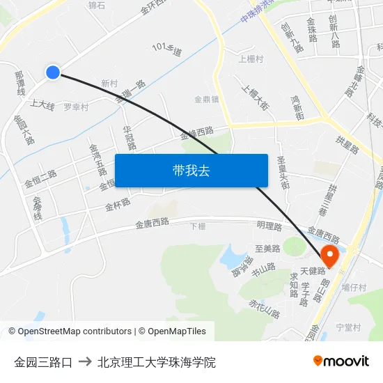 金园三路口 to 北京理工大学珠海学院 map