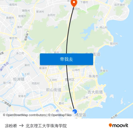 凉粉桥 to 北京理工大学珠海学院 map