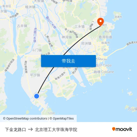 下金龙路口 to 北京理工大学珠海学院 map