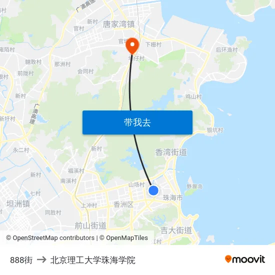 888街 to 北京理工大学珠海学院 map