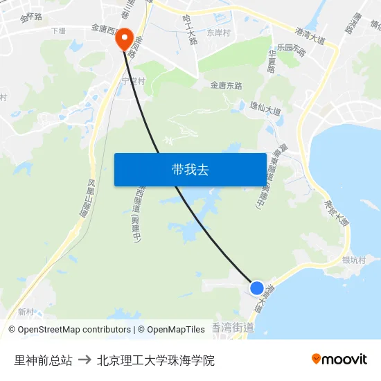 里神前总站 to 北京理工大学珠海学院 map