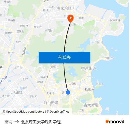 南村 to 北京理工大学珠海学院 map