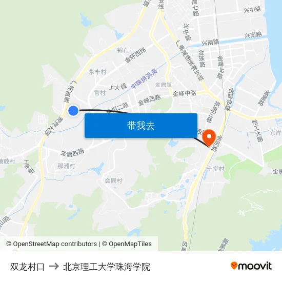 双龙村口 to 北京理工大学珠海学院 map