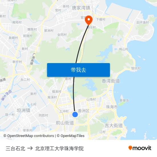 三台石北 to 北京理工大学珠海学院 map