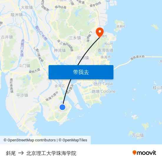斜尾 to 北京理工大学珠海学院 map