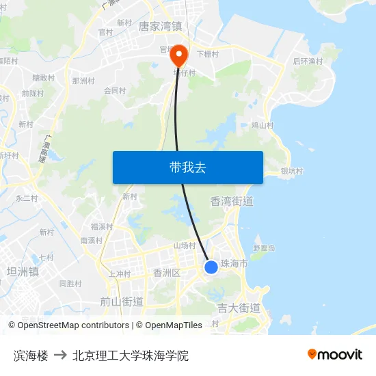 滨海楼 to 北京理工大学珠海学院 map