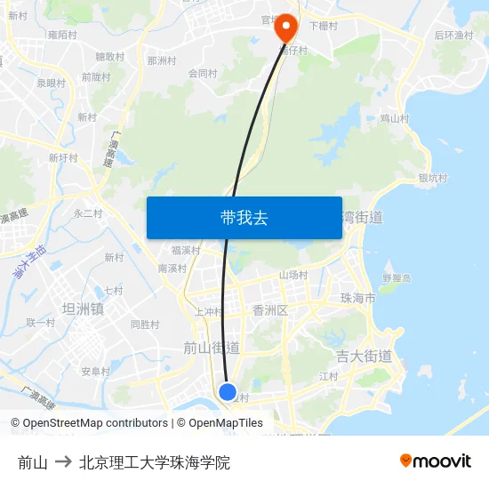 前山 to 北京理工大学珠海学院 map