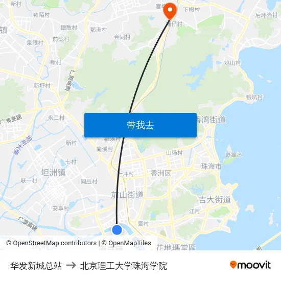 华发新城总站 to 北京理工大学珠海学院 map