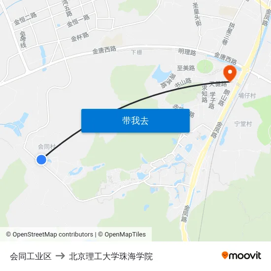 会同工业区 to 北京理工大学珠海学院 map