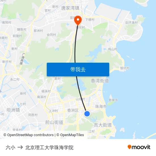 六小 to 北京理工大学珠海学院 map