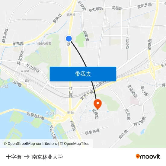十字街 to 南京林业大学 map