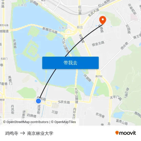 鸡鸣寺 to 南京林业大学 map