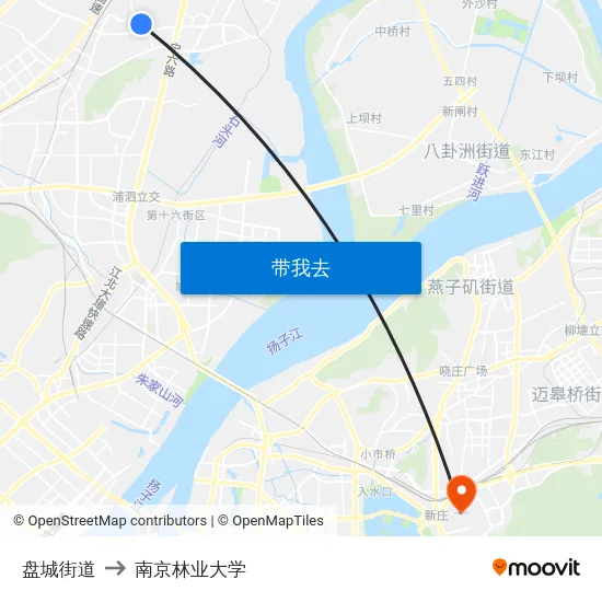 盘城街道 to 南京林业大学 map