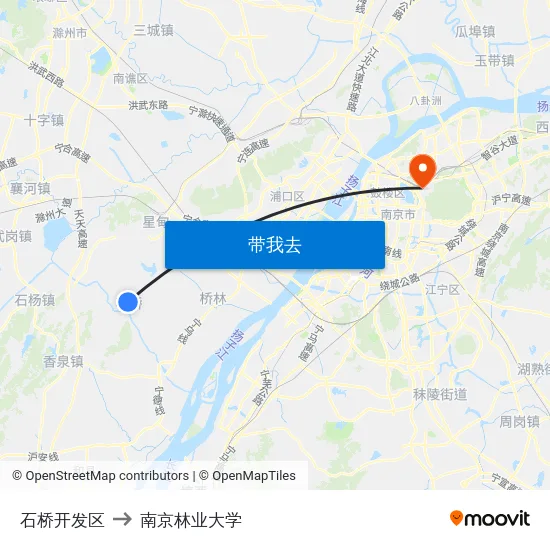 石桥开发区 to 南京林业大学 map