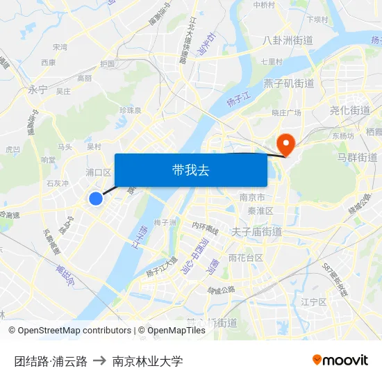 团结路·浦云路 to 南京林业大学 map