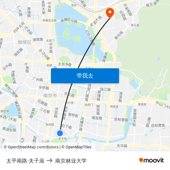 太平南路·夫子庙 to 南京林业大学 map