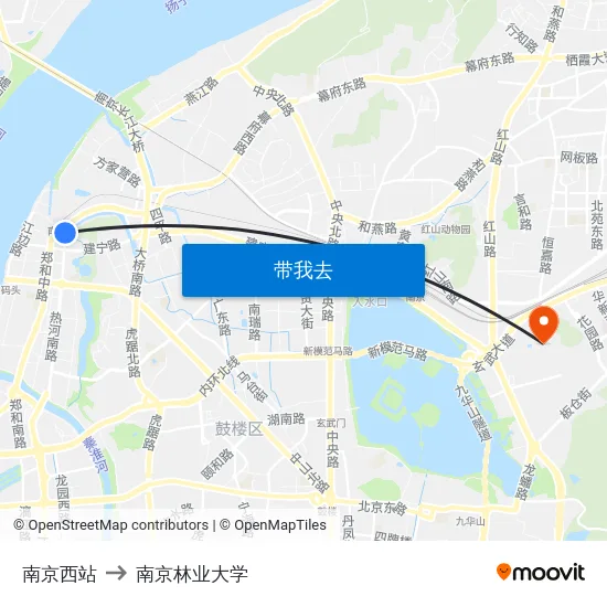 南京西站 to 南京林业大学 map