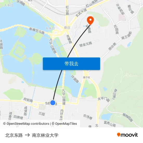 北京东路 to 南京林业大学 map