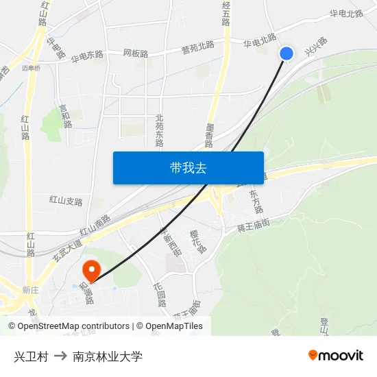 兴卫村 to 南京林业大学 map