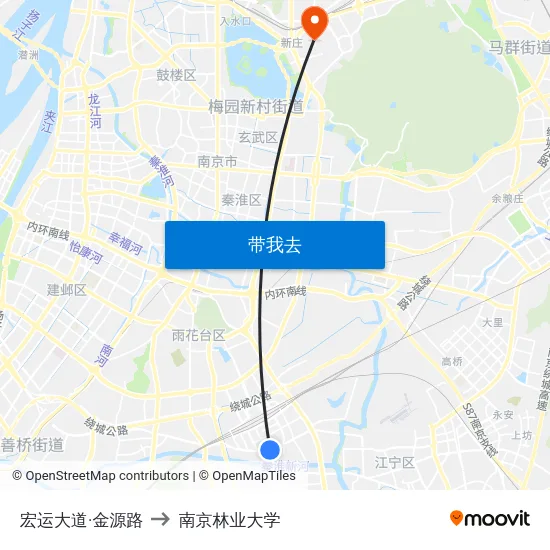 宏运大道·金源路 to 南京林业大学 map