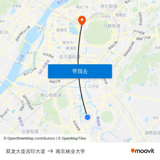 双龙大道吉印大道 to 南京林业大学 map