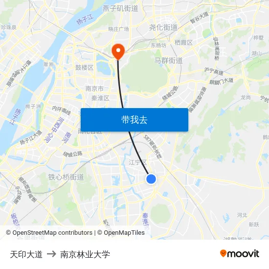 天印大道 to 南京林业大学 map